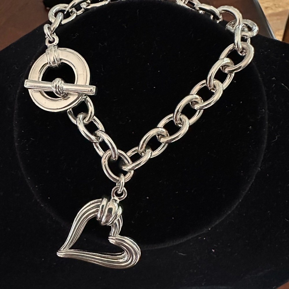 NWP Lagos Sterling Silver Fluted Open Heart On Charm Bracelet MSRP$450 Pristine - Picture 3 of 11